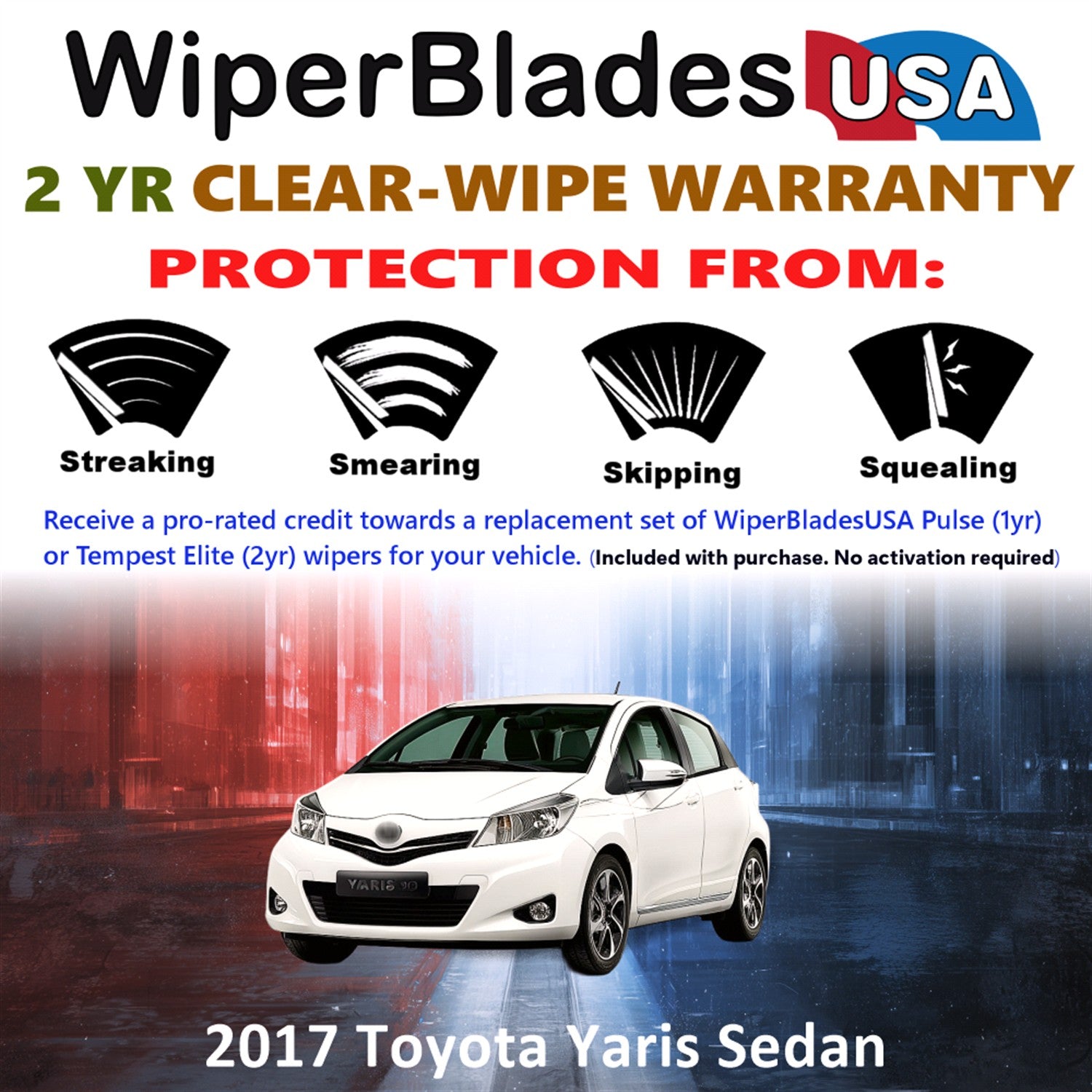 2017 Toyota Yaris Front Wiper blades Set  Includes 2yr Wear Warranty & Free Delivery