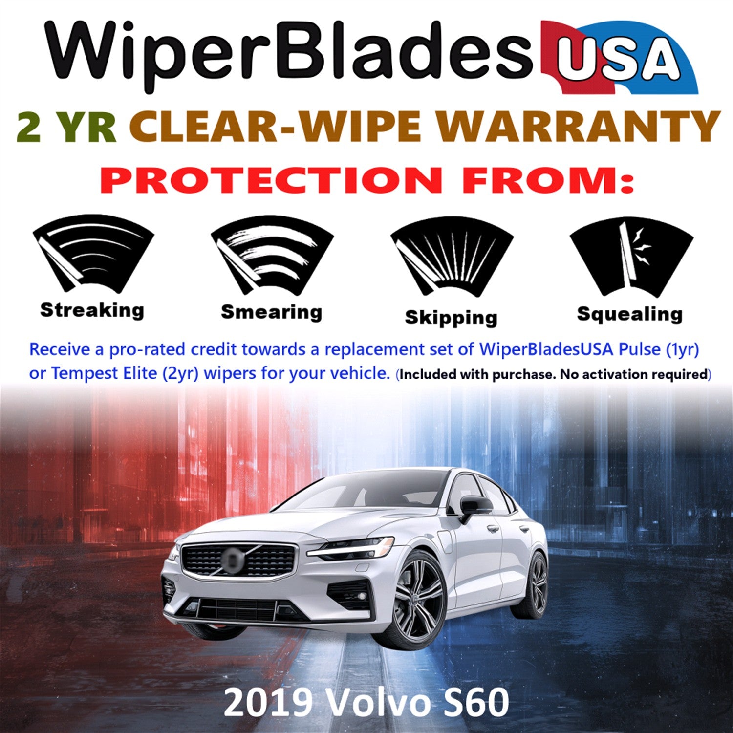 2019 Volvo S60 Front Wiper blades Set  Includes 2yr Wear Warranty & Free Delivery