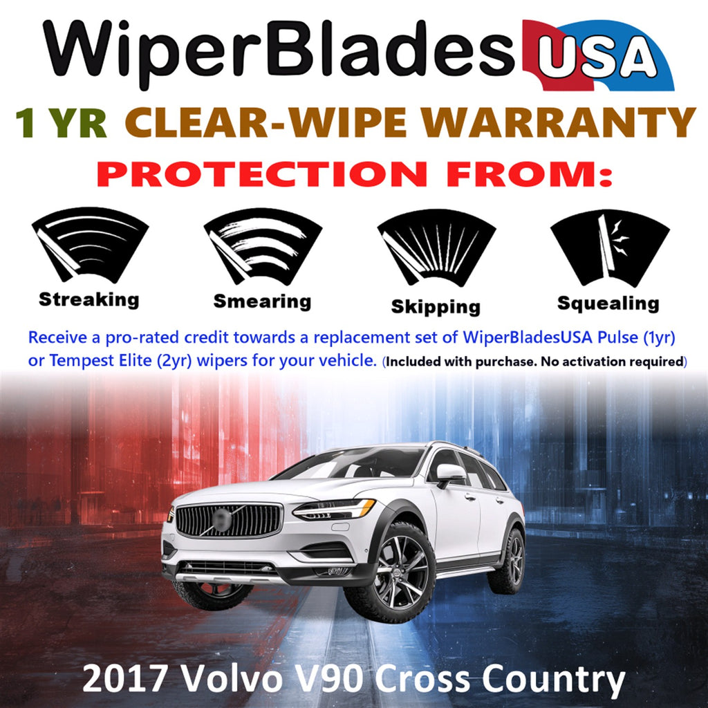 2017 Volvo V90 Cross Country Front w/Rear Wiper blades Set Includes 1yr Wear Warranty & Free Delivery