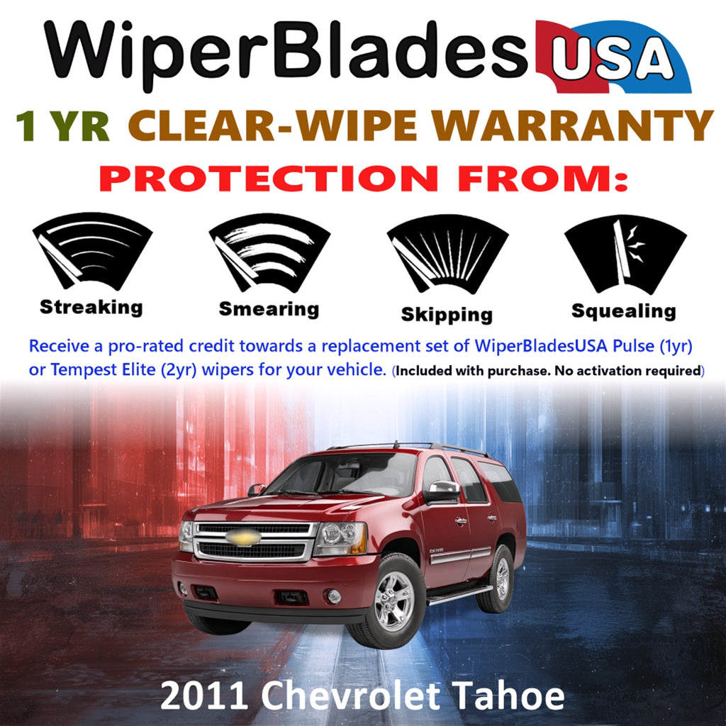 2011 Chevrolet Tahoe Front w/Rear Wiper blades Set Includes 1yr Wear Warranty & Free Delivery