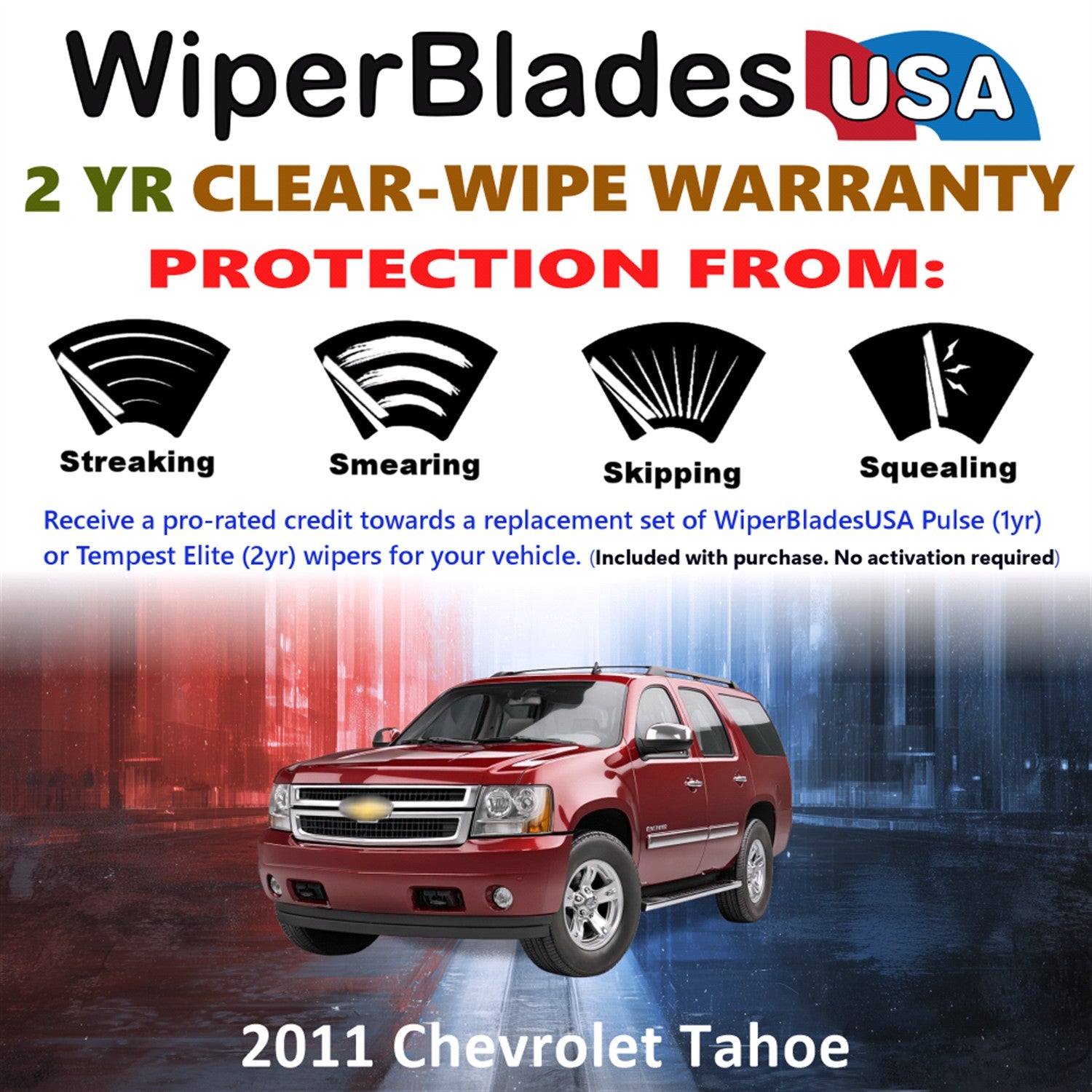 2011 Chevrolet Tahoe Front Wiper blades Set  Includes 2yr Wear Warranty & Free Delivery