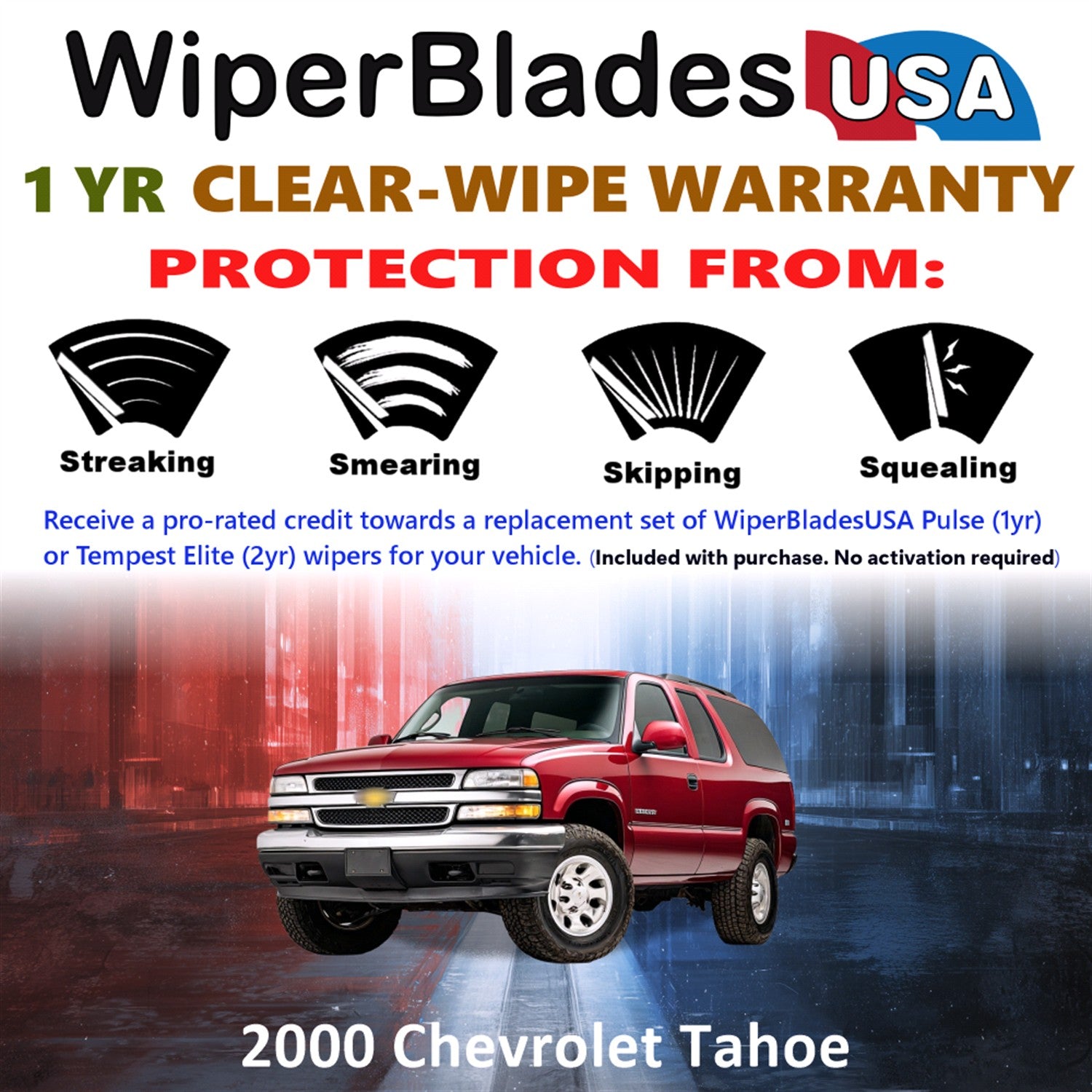 2000 Chevrolet Tahoe Front Wiper blades Set Includes 1yr Wear Warranty & Free Delivery