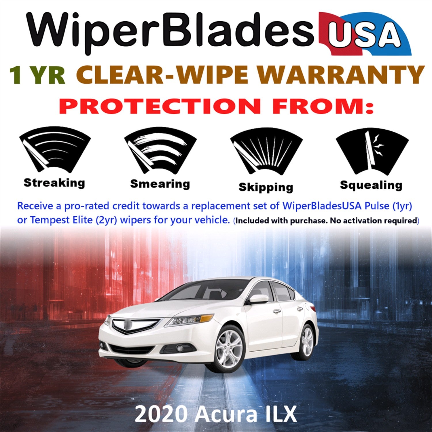 2020 Acura ILX Front Wiper blades Set Includes 1yr Wear Warranty & Free Delivery