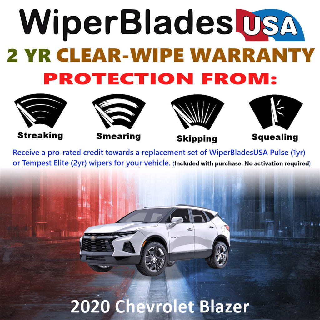 2020 Chevrolet Blazer Front w/Rear Wiper blades Set  Includes 2yr Wear Warranty & Free Delivery