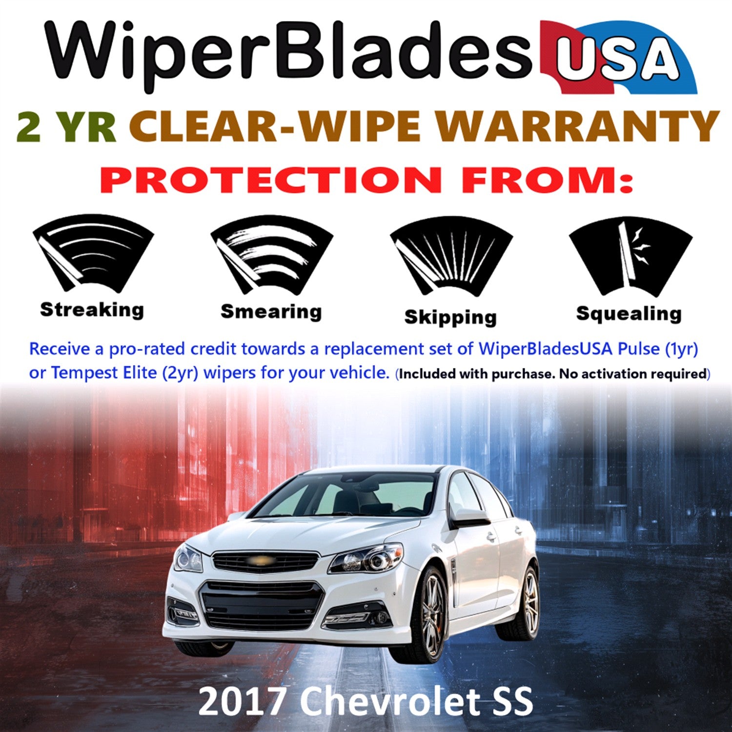 2017 Chevrolet SS Front Wiper blades Set  Includes 2yr Wear Warranty & Free Delivery