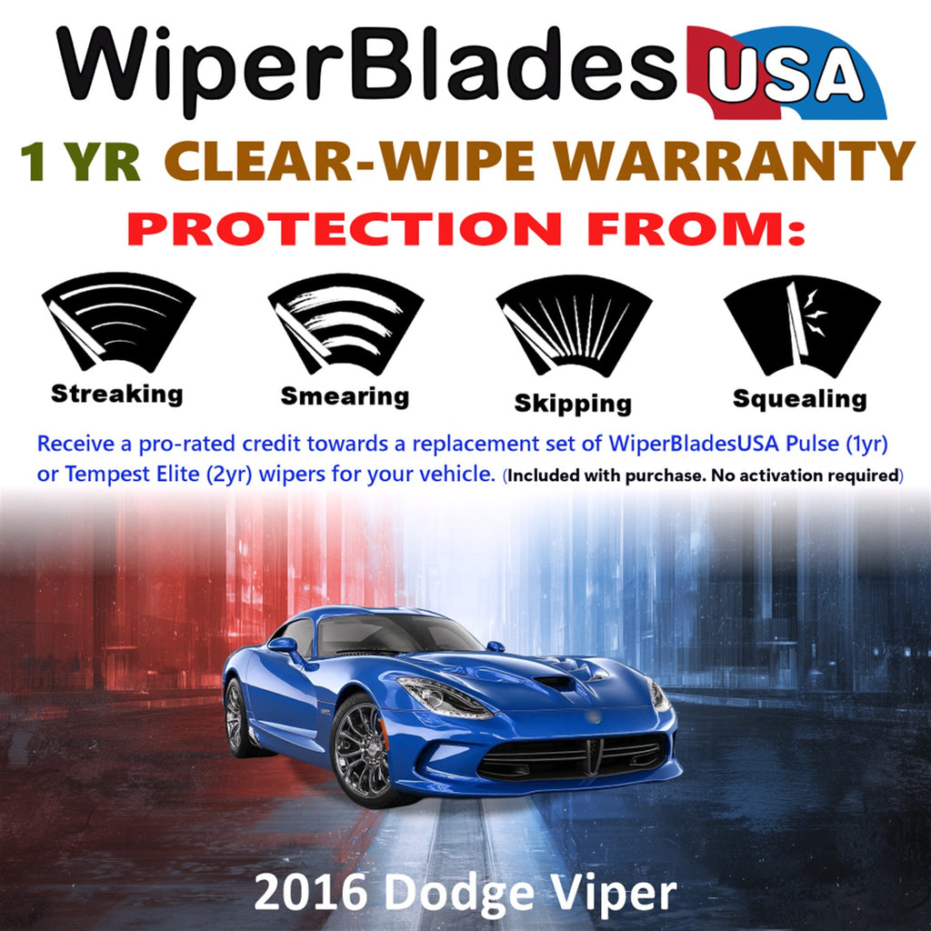 2016 Dodge Viper Front Wiper blades Set Includes 1yr Wear Warranty & Free Delivery