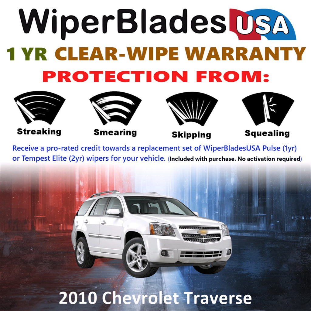 2010 Chevrolet Traverse Front Wiper blades Set Includes 1yr Wear Warranty & Free Delivery