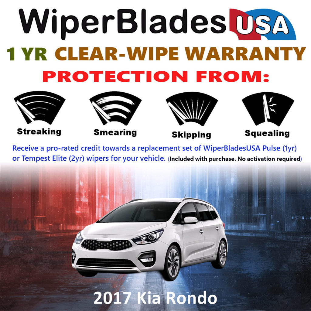 2017 Kia Rondo Front w/Rear Wiper blades Set Includes 1yr Wear Warranty & Free Delivery