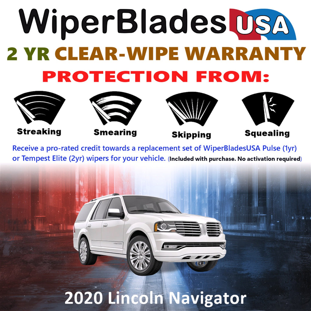 2020 Lincoln Navigator Front w/Rear Wiper blades Set  Includes 2yr Wear Warranty & Free Delivery