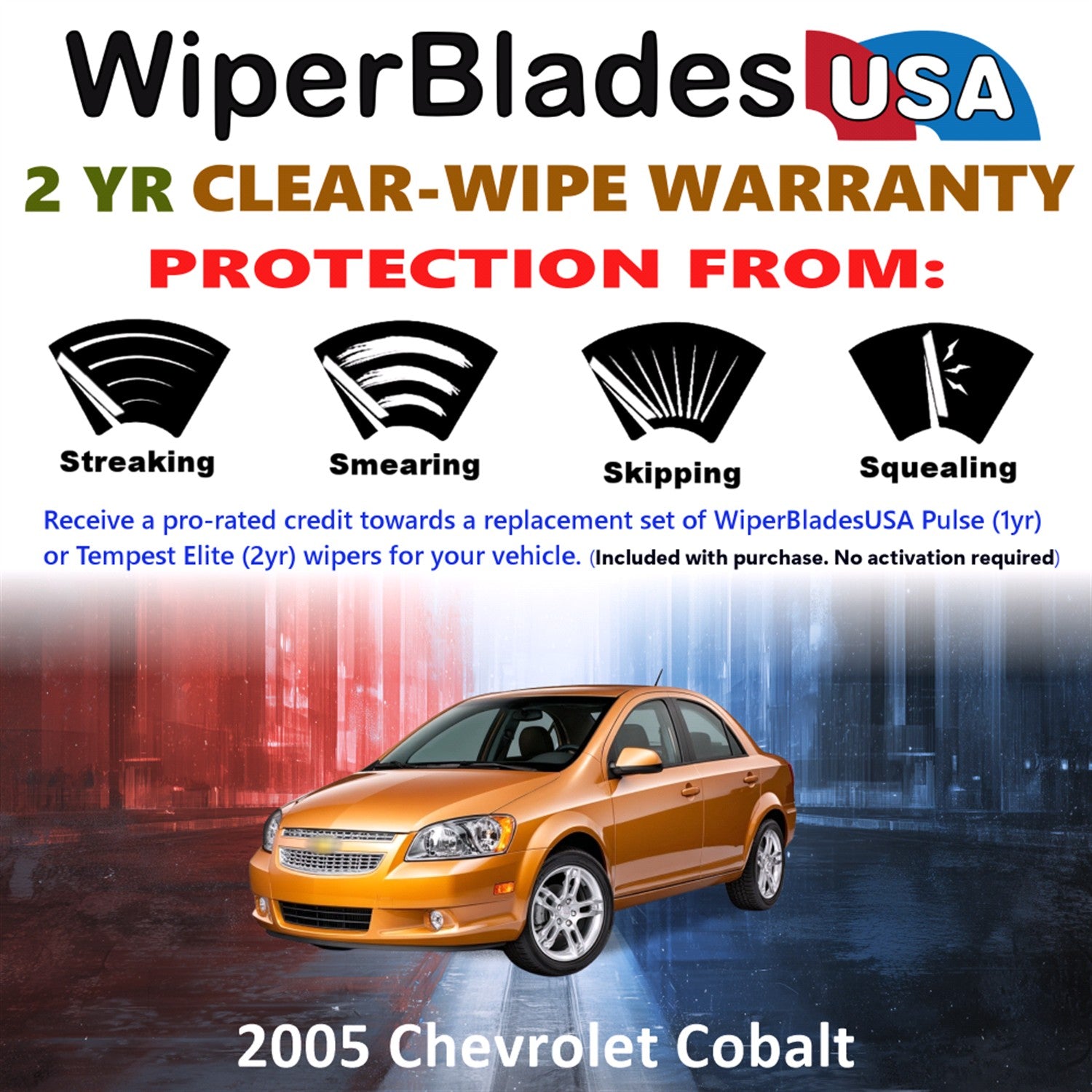 2005 Chevrolet Cobalt Front Wiper blades Set  Includes 2yr Wear Warranty & Free Delivery