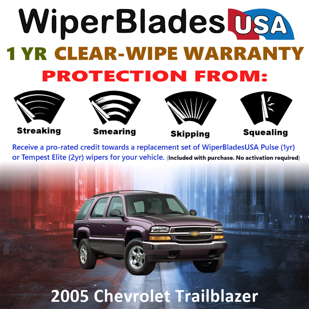2005 Chevrolet Trailblazer Front w/Rear Wiper blades Set Includes 1yr Wear Warranty & Free Delivery