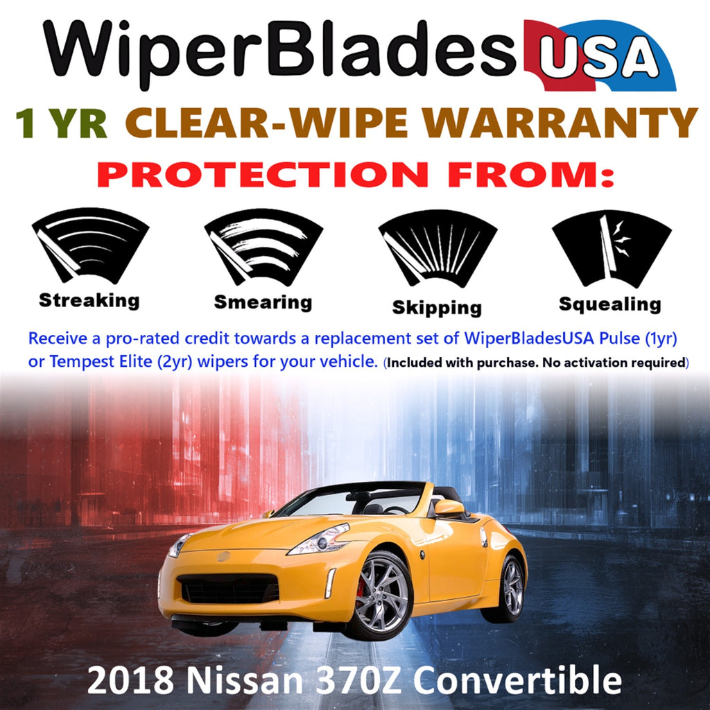2018 Nissan 370Z Front Wiper blades Set Includes 1yr Wear Warranty & Free Delivery
