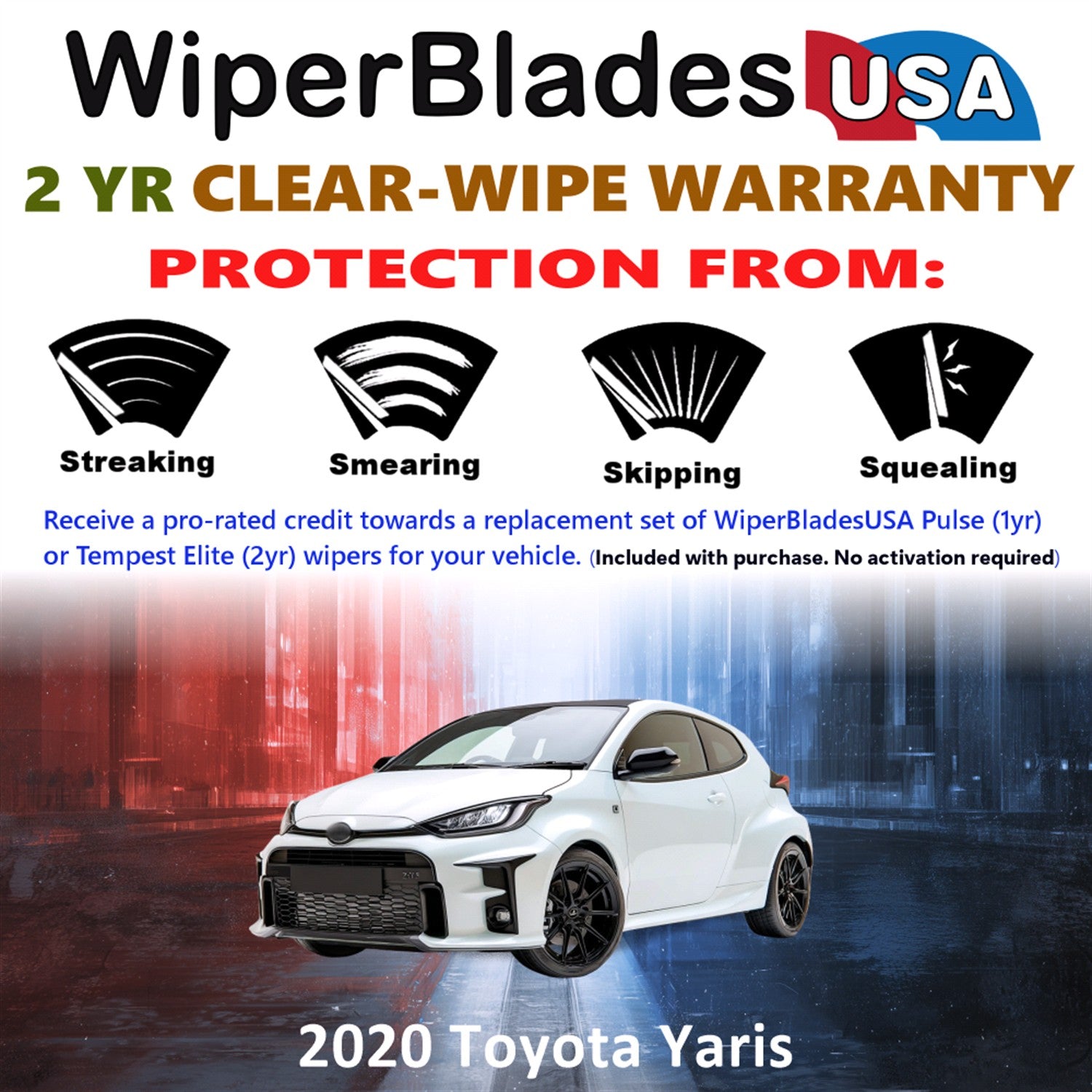 2020 Toyota Yaris Front Wiper blades Set  Includes 2yr Wear Warranty & Free Delivery