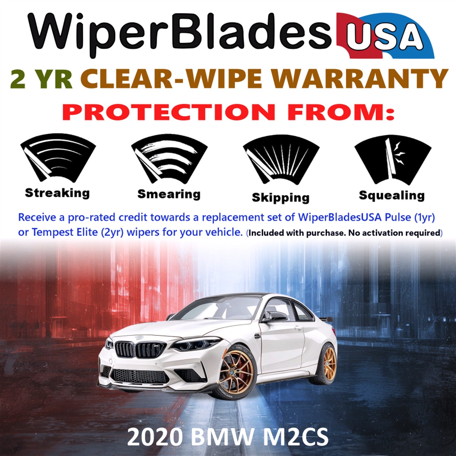 2020 BMW M2 CS Front Wiper blades Set  Includes 2yr Wear Warranty & Free Delivery