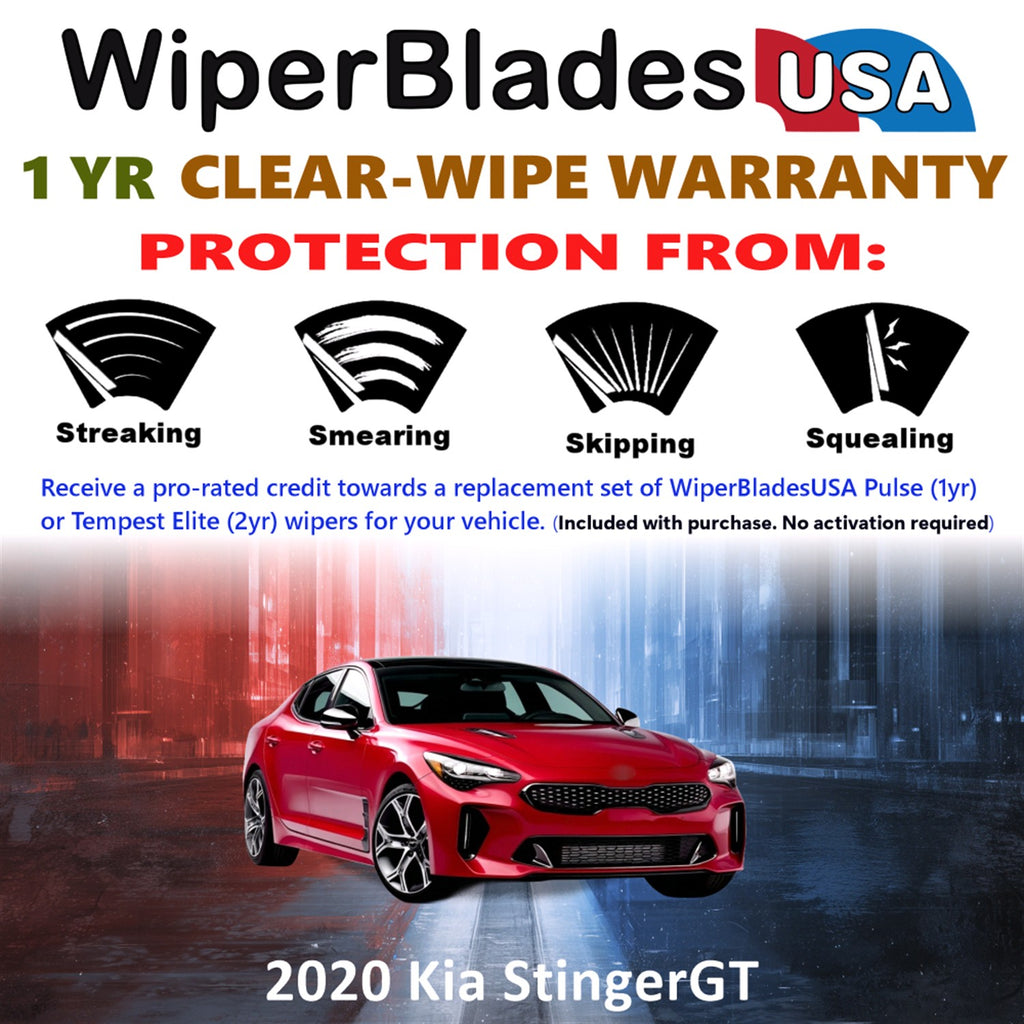 2020 Kia Stinger GT Front Wiper blades Set Includes 1yr Wear Warranty & Free Delivery