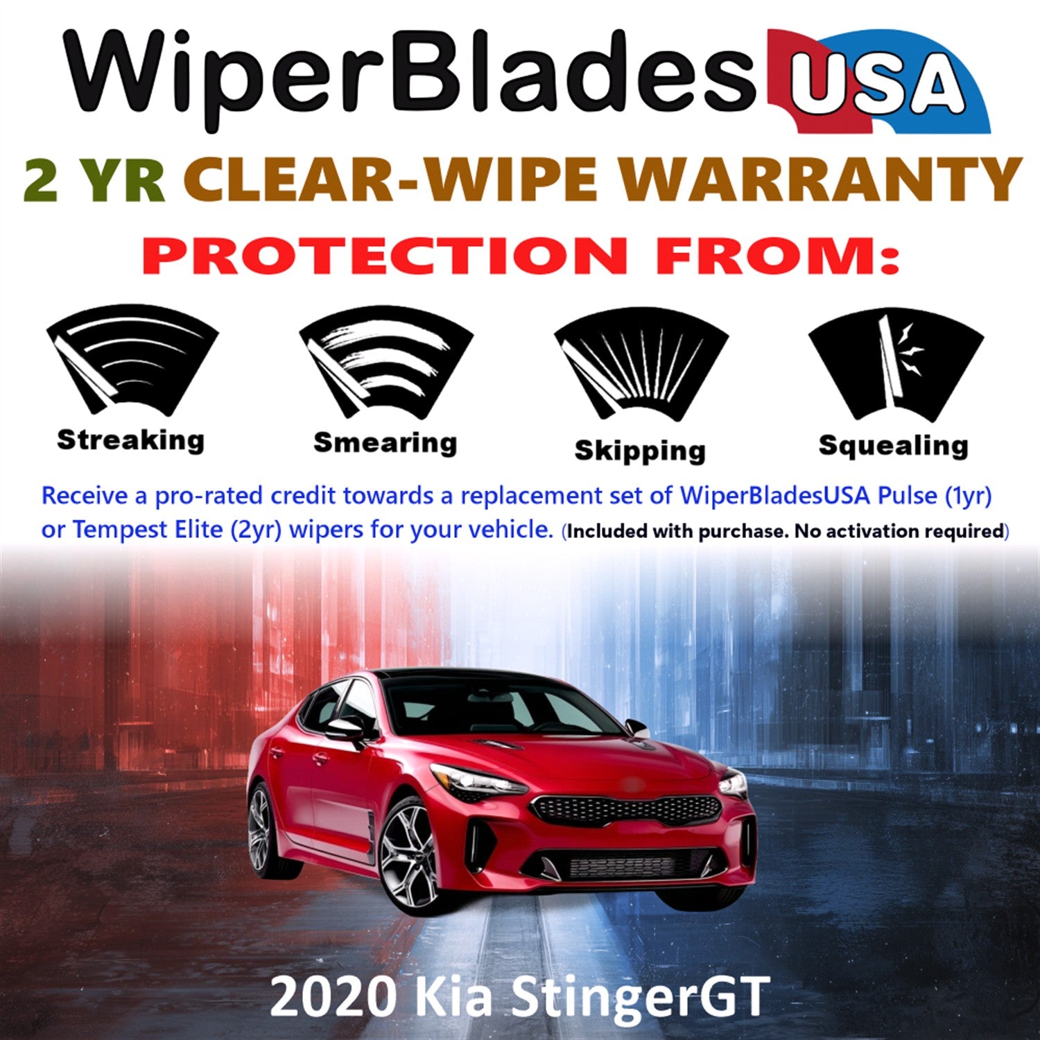 2020 Kia Stinger GT Front Wiper blades Set  Includes 2yr Wear Warranty & Free Delivery