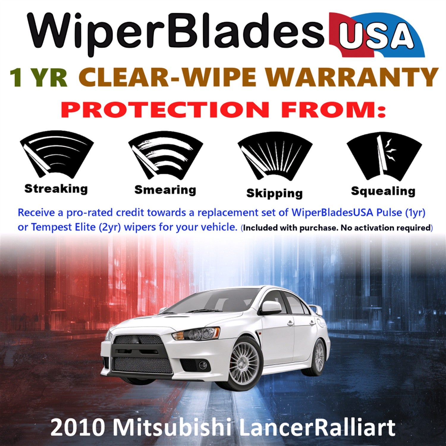 2010 Mitsubishi Lancer Ralliart Front w/Rear Wiper blades Set Includes 1yr Wear Warranty & Free Delivery