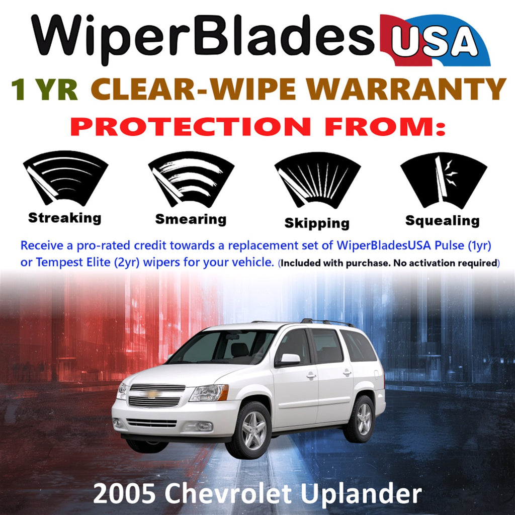 2005 Chevrolet Uplander Front w/Rear Wiper blades Set Includes 1yr Wear Warranty & Free Delivery