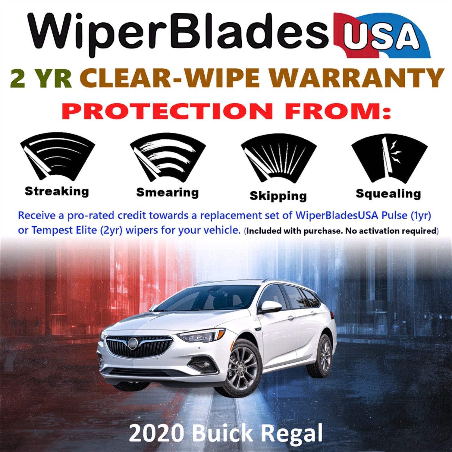 2020 Buick Regal Front Wiper blades Set  Includes 2yr Wear Warranty & Free Delivery