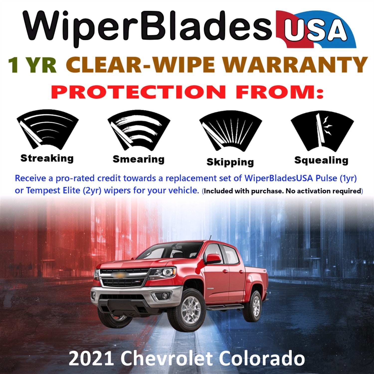 2021 Chevrolet Colorado Front Wiper blades Set Includes 1yr Wear Warranty & Free Delivery