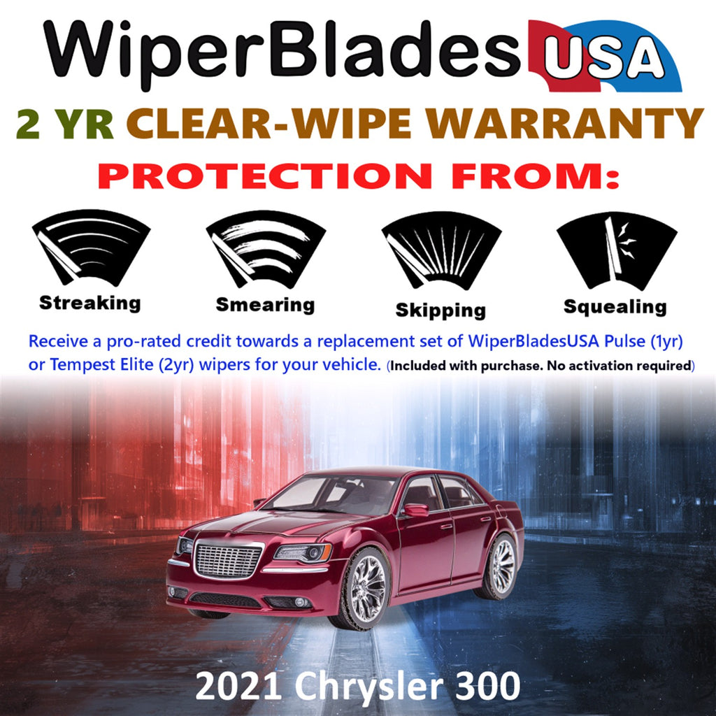 2021 Chrysler 300 Front Wiper blades Set  Includes 2yr Wear Warranty & Free Delivery