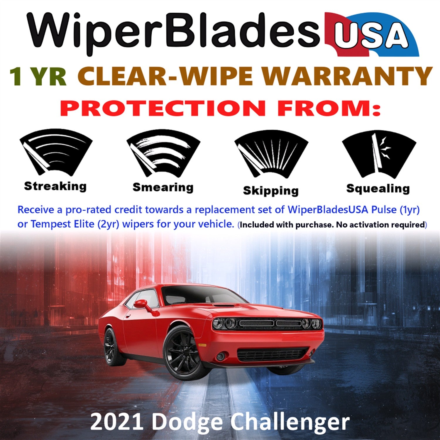 2021 Dodge Challenger Front Wiper blades Set Includes 1yr Wear Warranty & Free Delivery