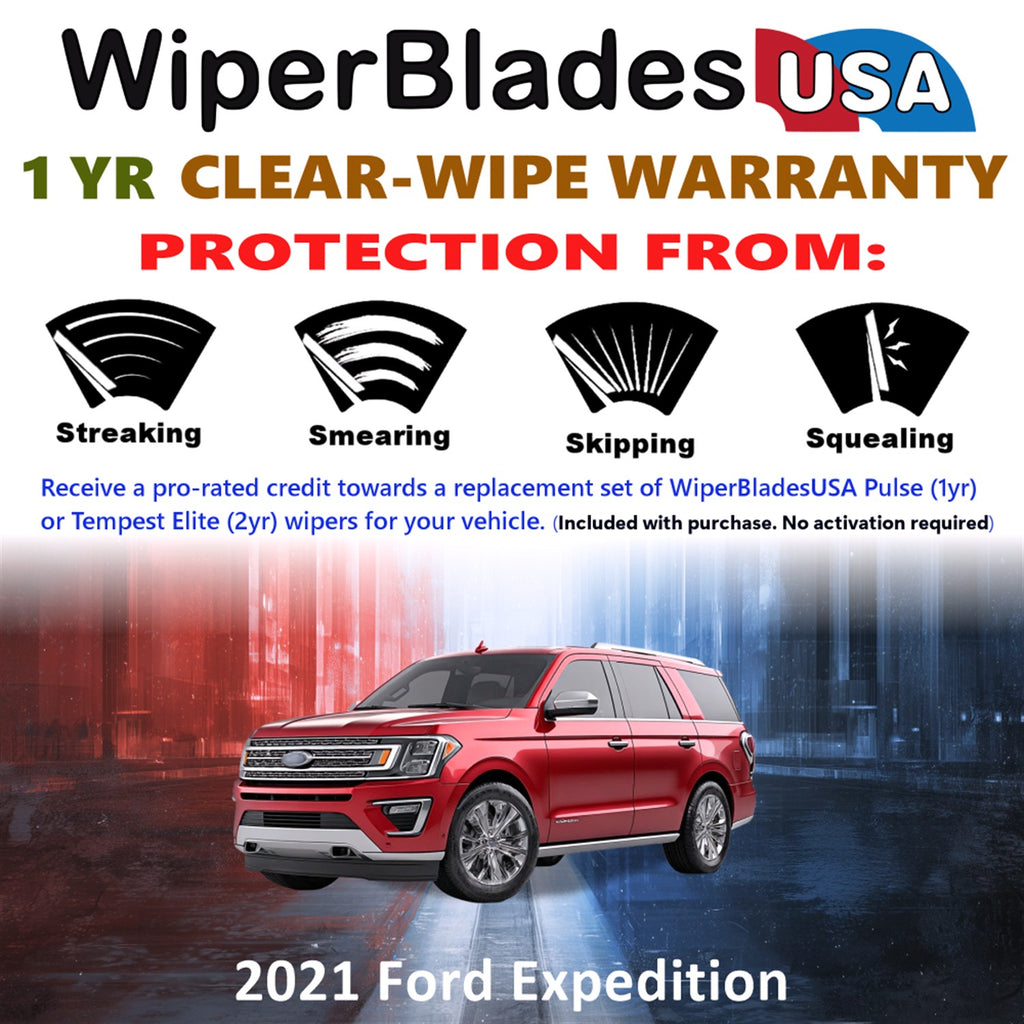 2021 Ford Expedition Front w/Rear Wiper blades Set Includes 1yr Wear Warranty & Free Delivery