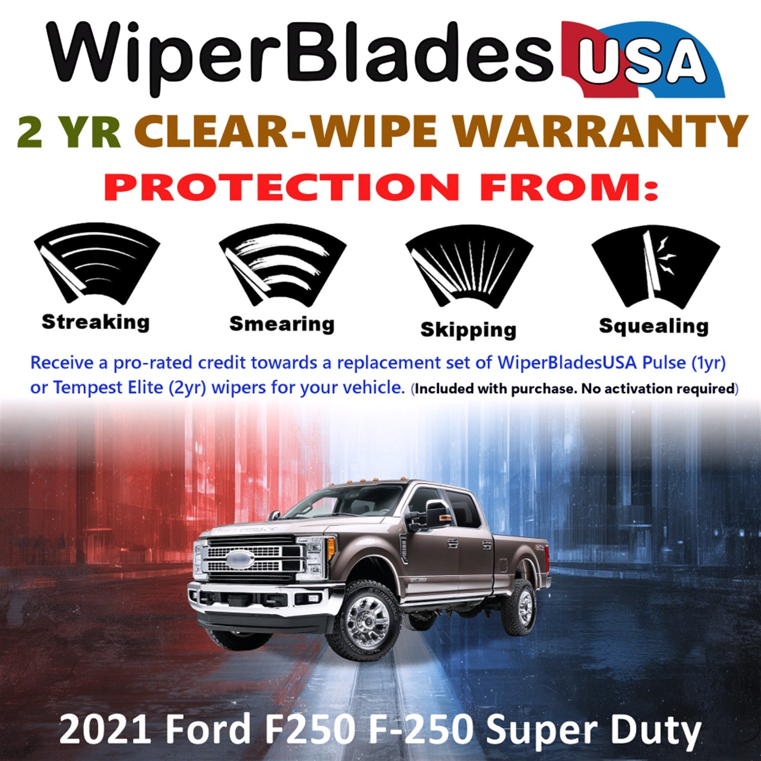 2021 Ford F250 F-250 Super Duty Front Wiper blades Set  Includes 2yr Wear Warranty & Free Delivery