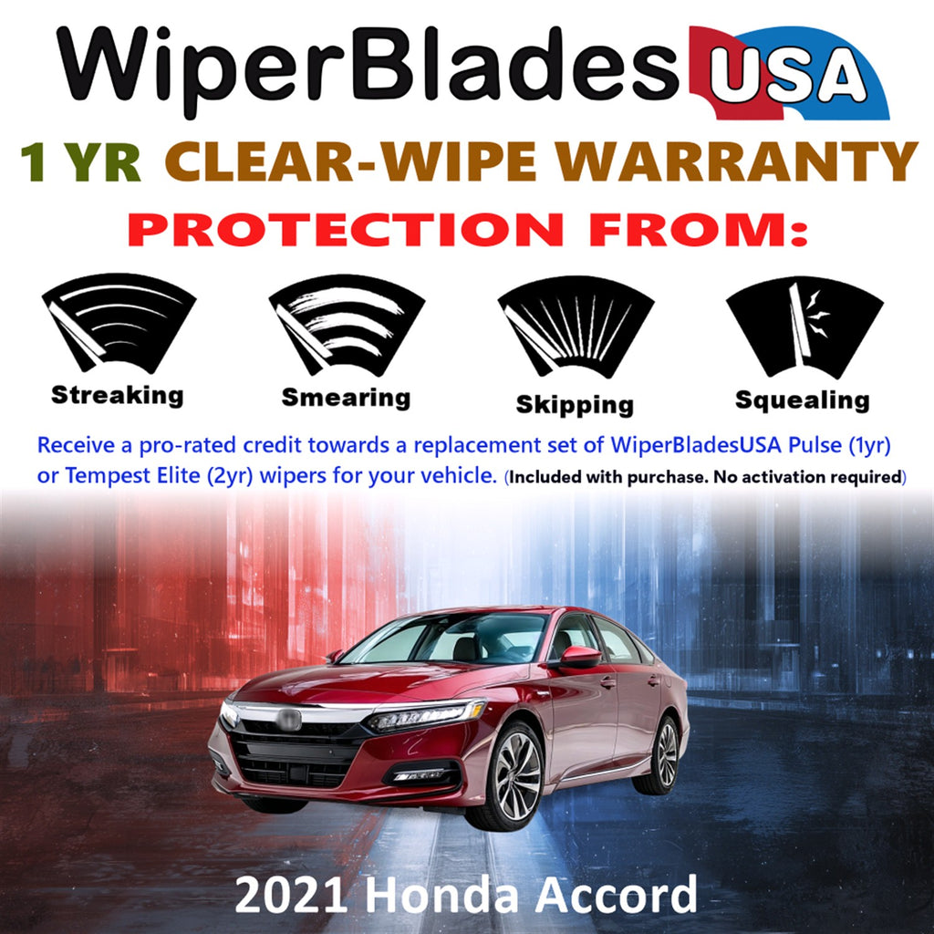 2021 Honda Accord Front Wiper blades Set Includes 1yr Wear Warranty & Free Delivery