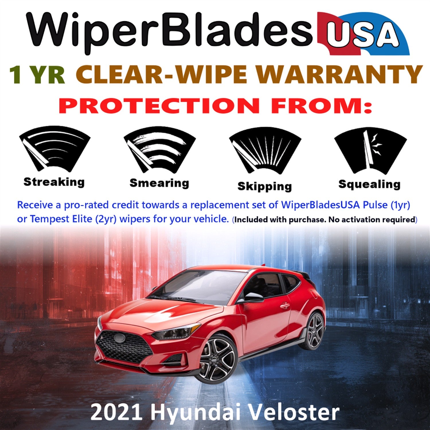2021 Hyundai Veloster Front Wiper blades Set Includes 1yr Wear Warranty & Free Delivery