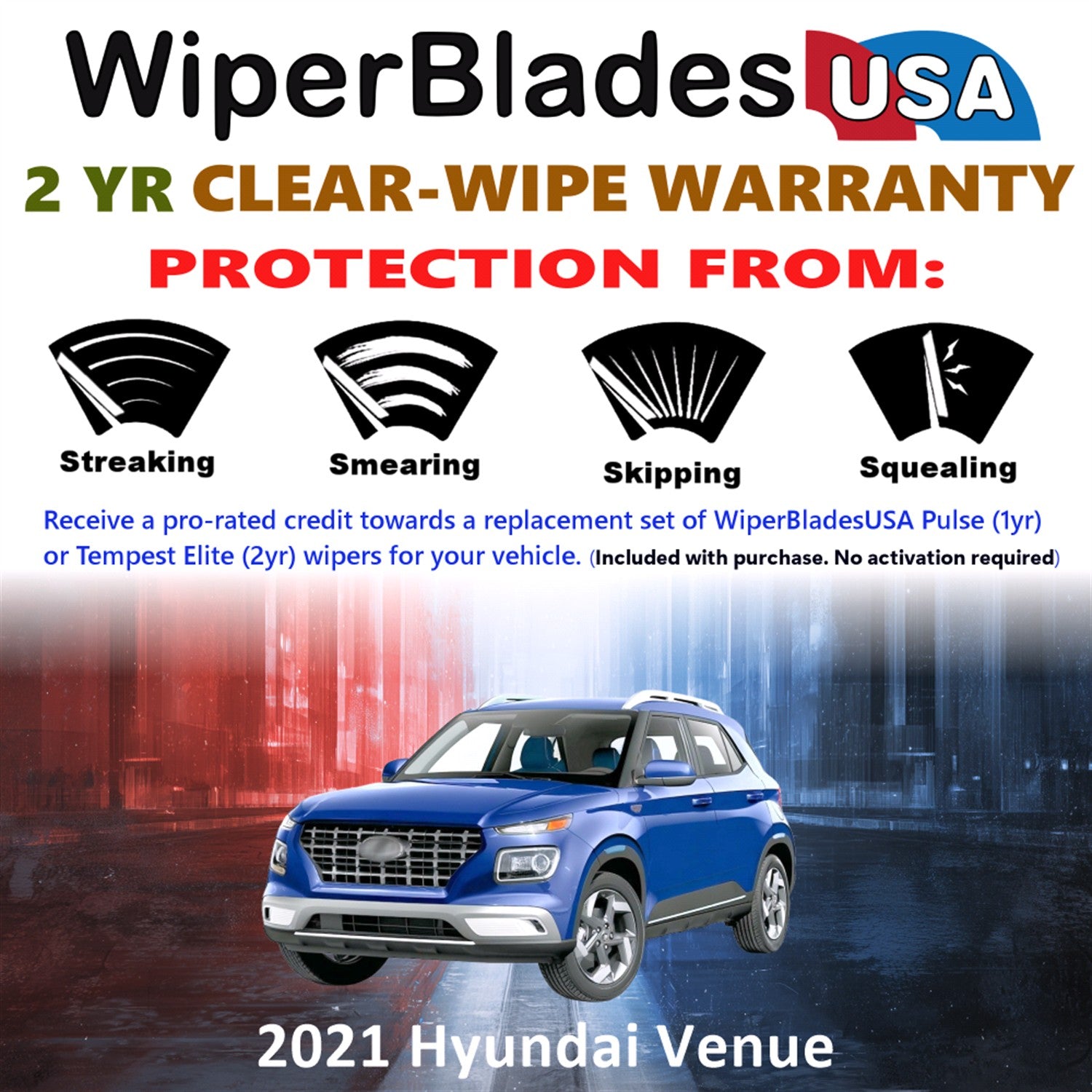 2021 Hyundai Venue Front Wiper blades Set  Includes 2yr Wear Warranty & Free Delivery