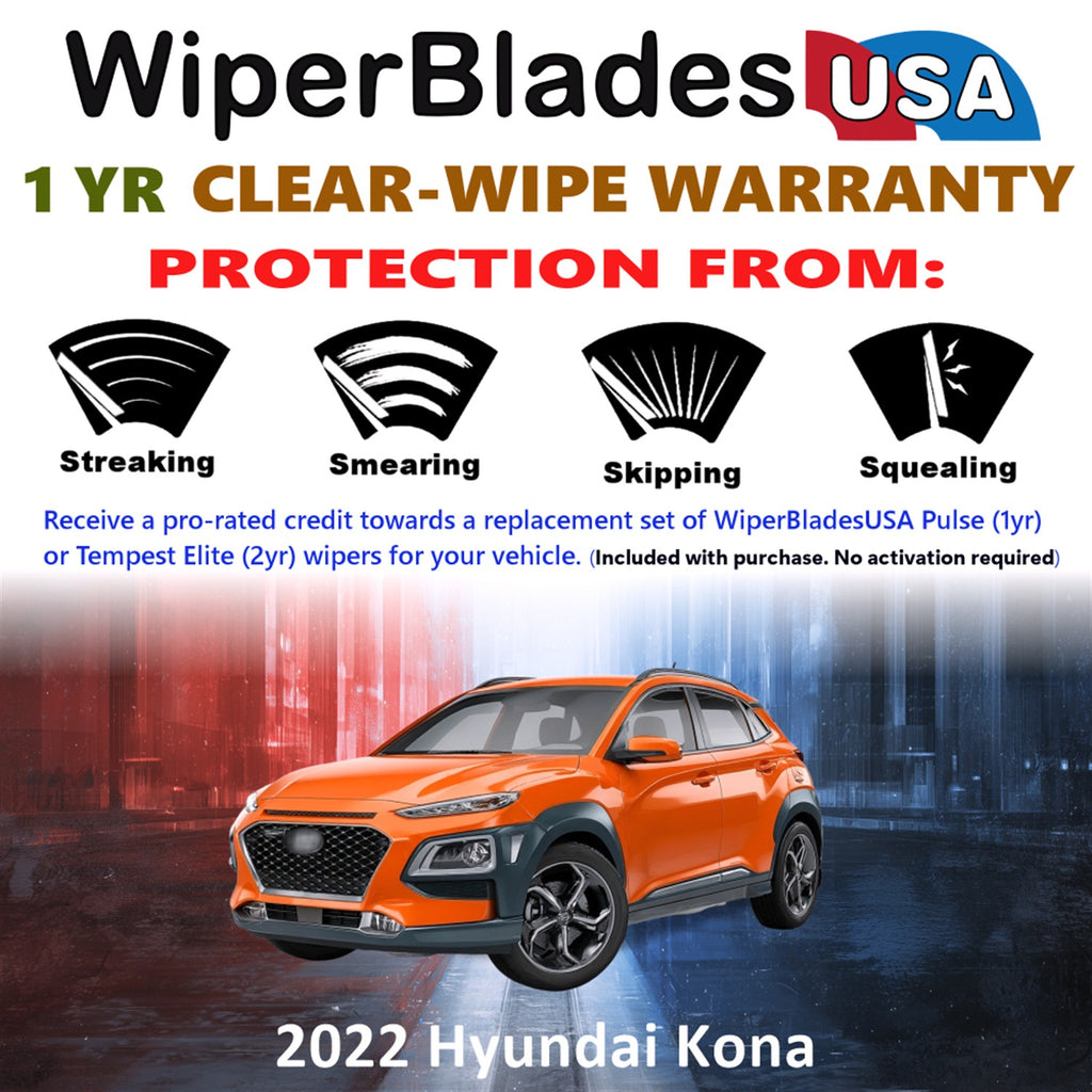 2022 Hyundai Kona Front w/Rear Wiper blades Set Includes 1yr Wear Warranty & Free Delivery