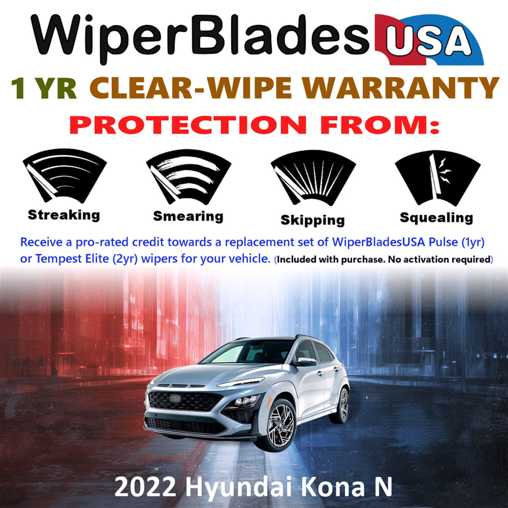 2022 Hyundai Kona N Front w/Rear Wiper blades Set Includes 1yr Wear Warranty & Free Delivery
