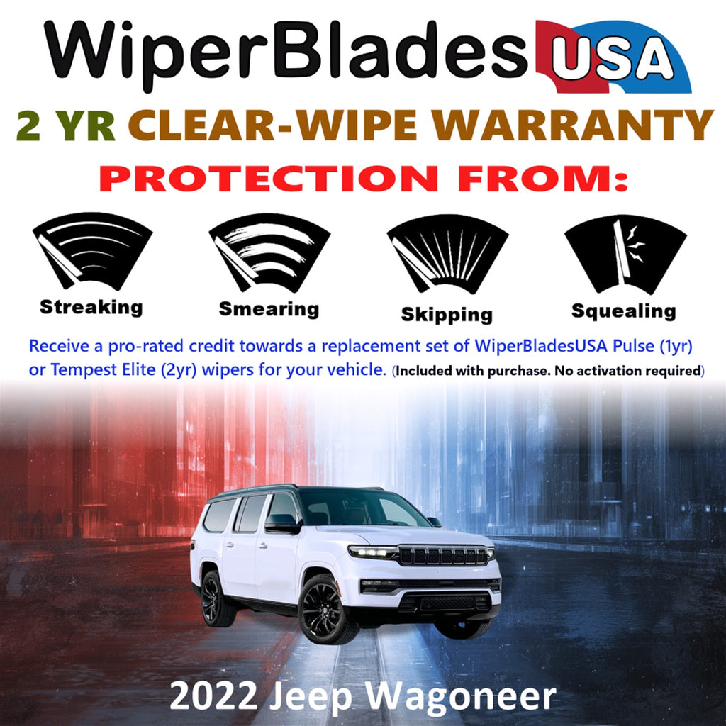 2022 Jeep Wagoneer Front w/Rear Wiper blades Set  Includes 2yr Wear Warranty & Free Delivery