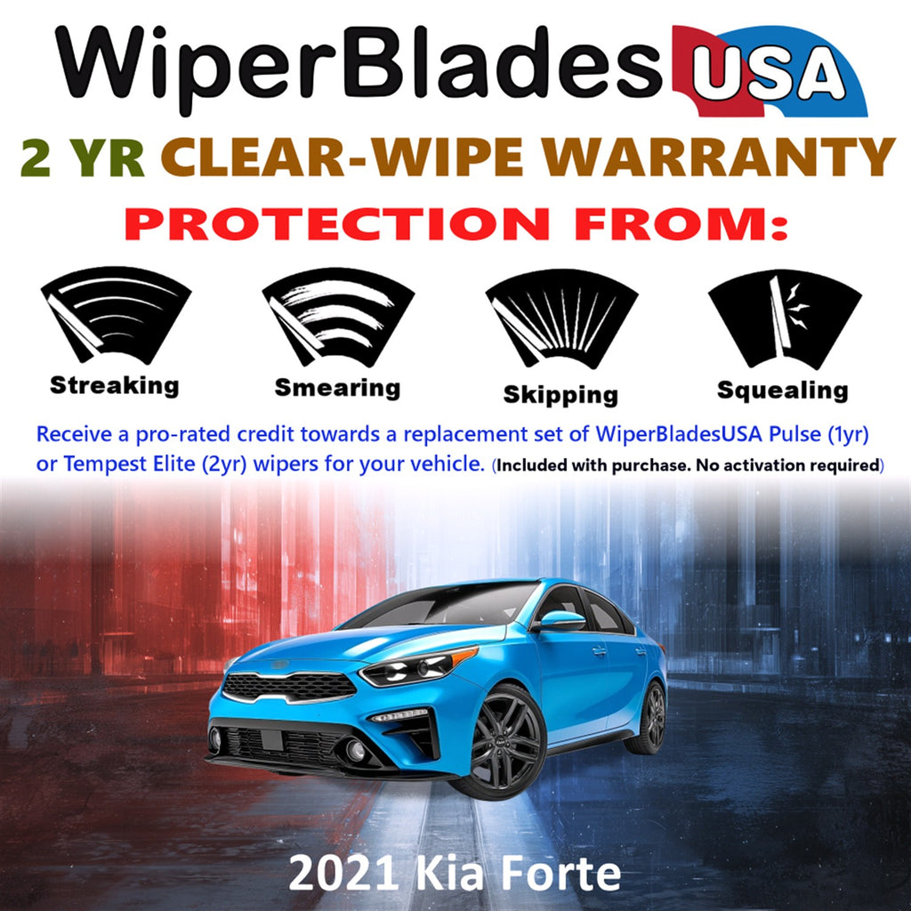 2021 Kia Forte Front Wiper blades Set  Includes 2yr Wear Warranty & Free Delivery