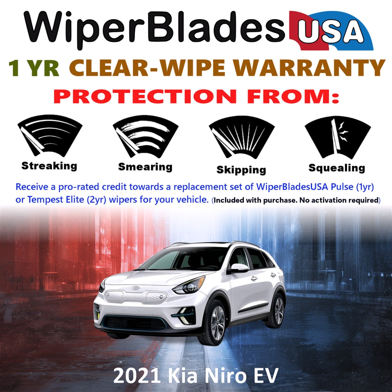 2021 Kia Niro EV Front Wiper blades Set Includes 1yr Wear Warranty & Free Delivery