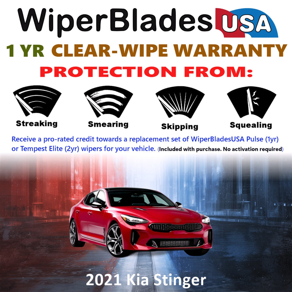 2021 Kia Stinger Front Wiper blades Set Includes 1yr Wear Warranty & Free Delivery