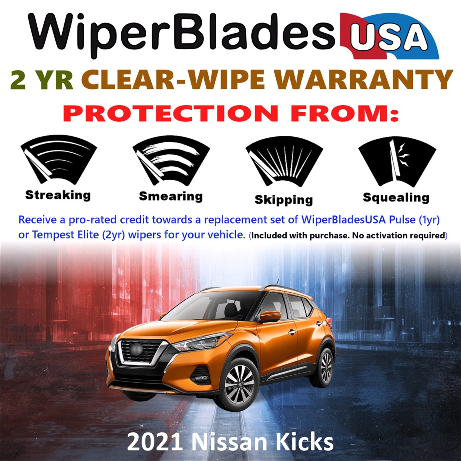 2021 Nissan Kicks Front Wiper blades Set  Includes 2yr Wear Warranty & Free Delivery