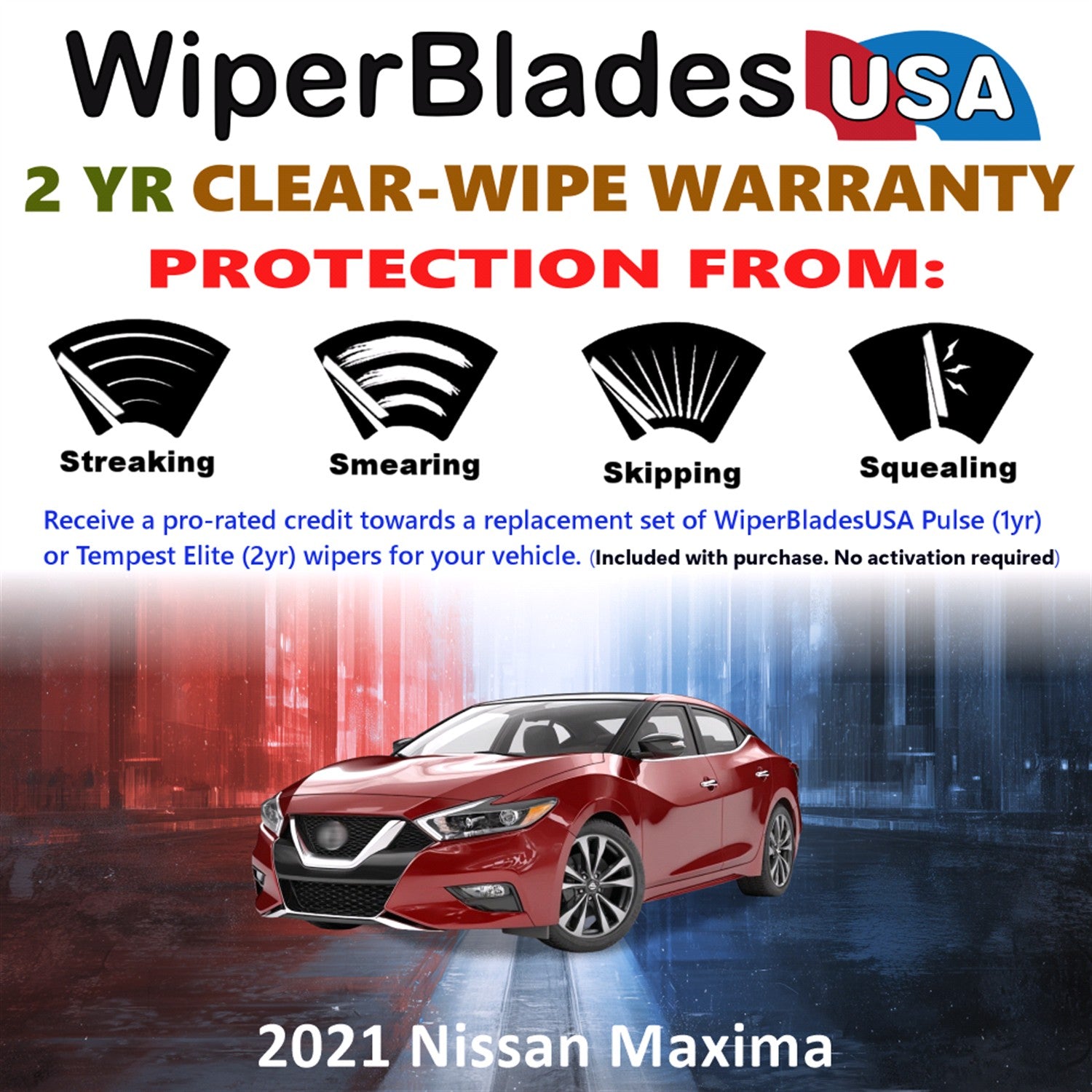 2021 Nissan Maxima Front Wiper blades Set  Includes 2yr Wear Warranty & Free Delivery