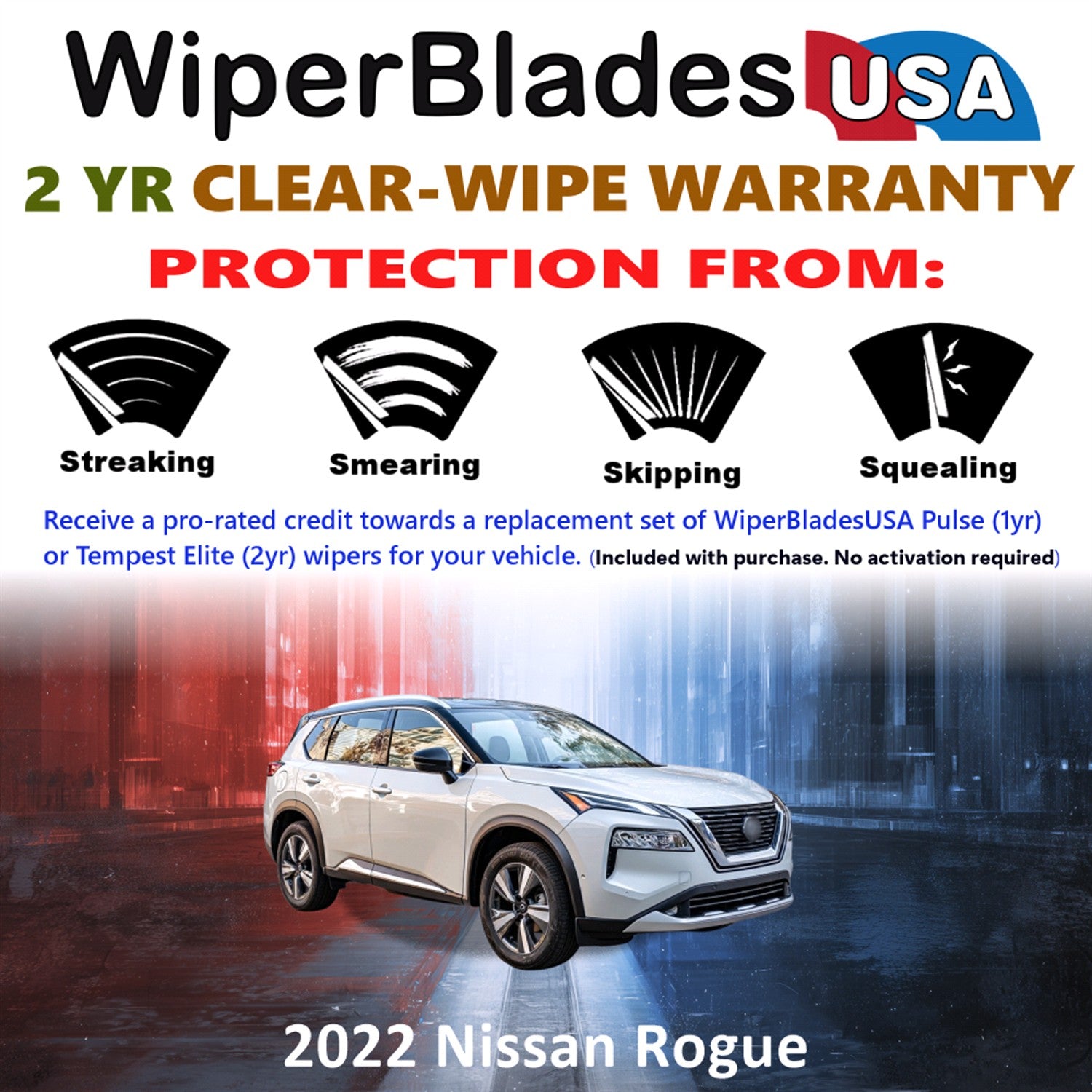 2022 Nissan Rogue Front Wiper blades Set  Includes 2yr Wear Warranty & Free Delivery