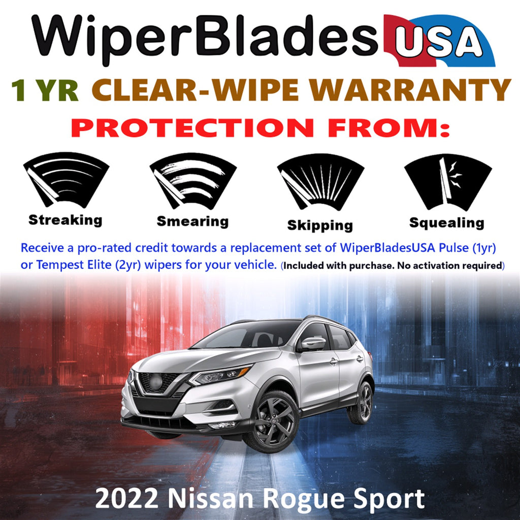 2022 Nissan Rogue Sport Front w/Rear Wiper blades Set Includes 1yr Wear Warranty & Free Delivery