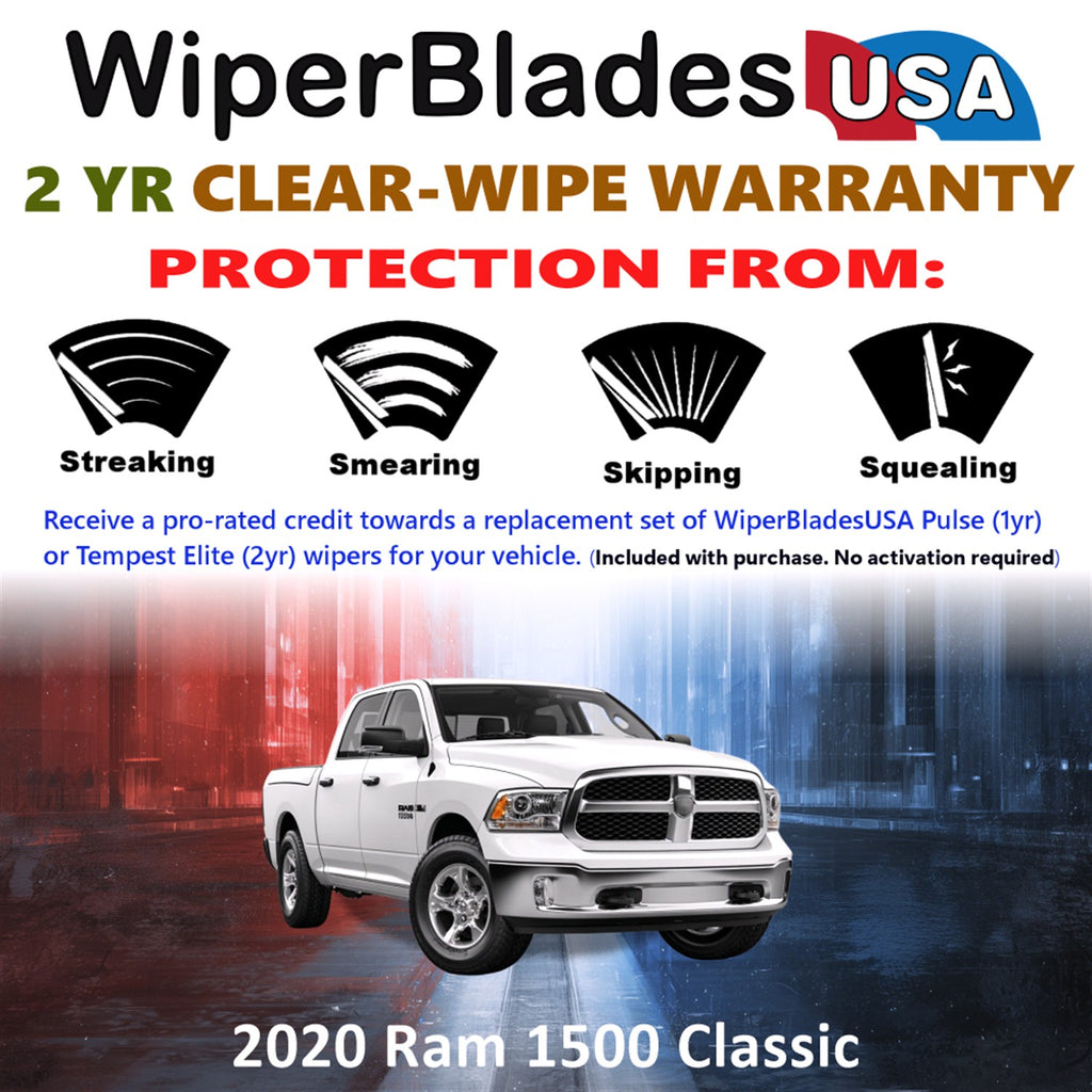 2020 Ram 1500 Classic Front Wiper blades Set  Includes 2yr Wear Warranty & Free Delivery