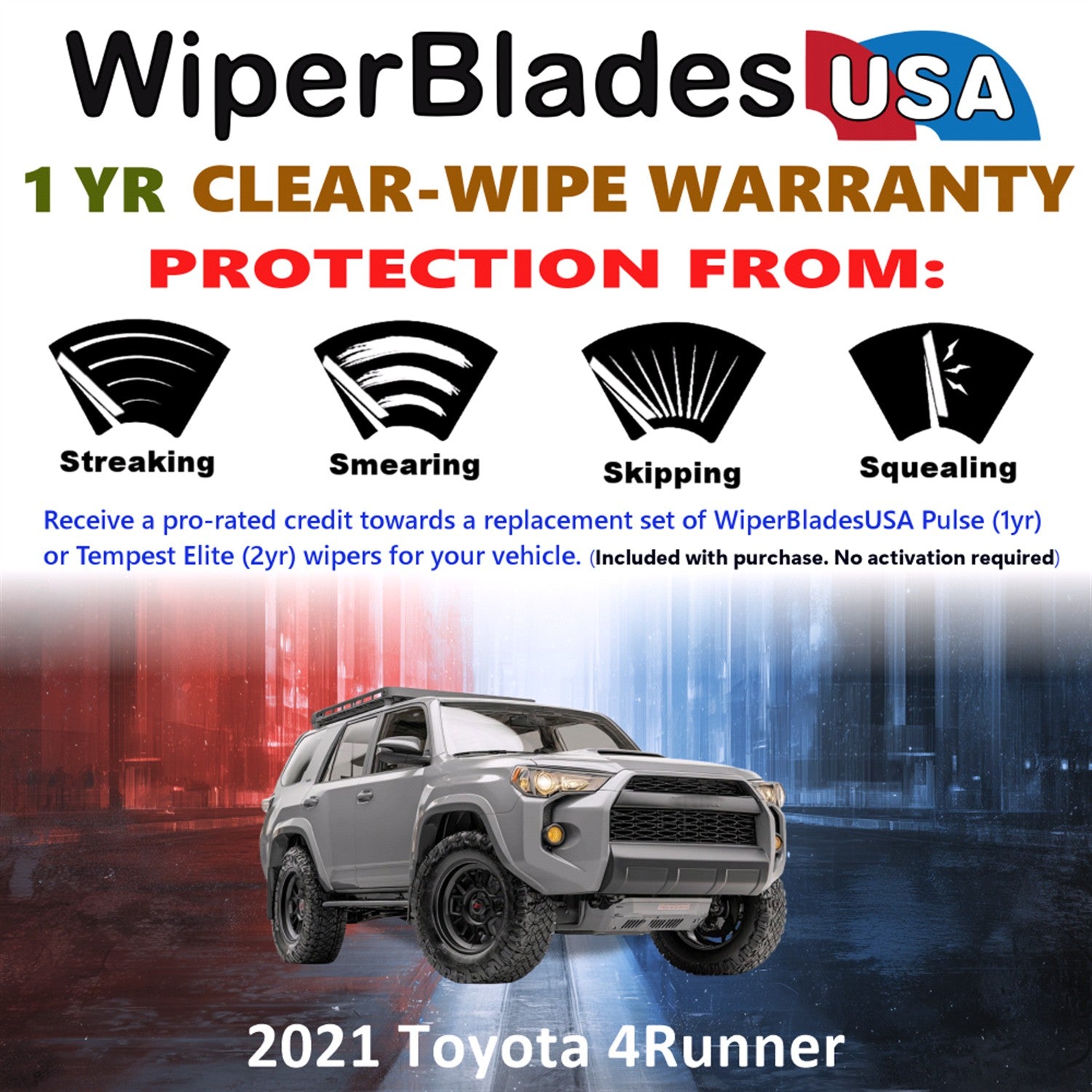 2021 Toyota 4Runner Front Wiper blades Set Includes 1yr Wear Warranty & Free Delivery
