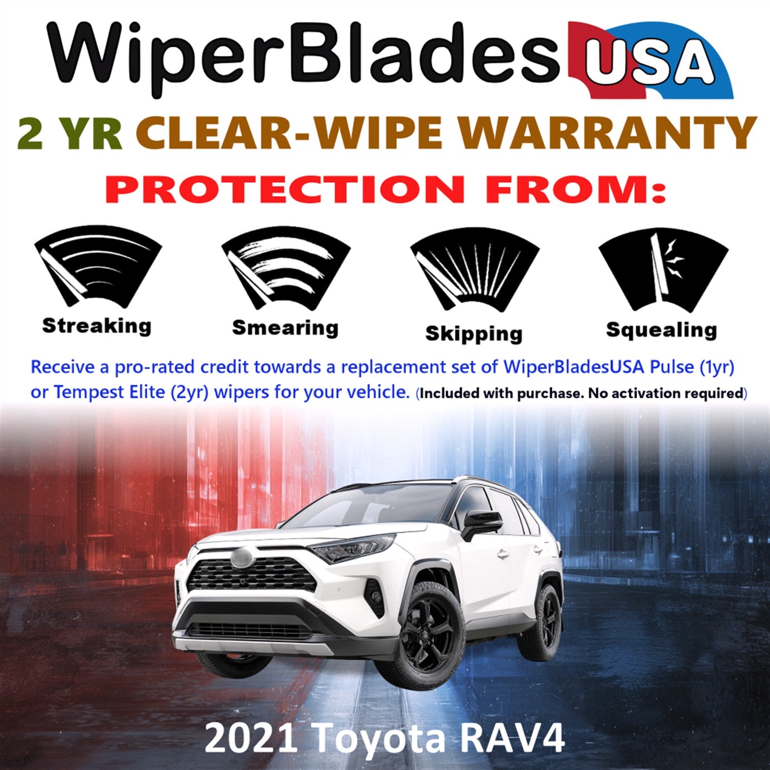 2021 Toyota RAV4 Front Wiper blades Set  Includes 2yr Wear Warranty & Free Delivery