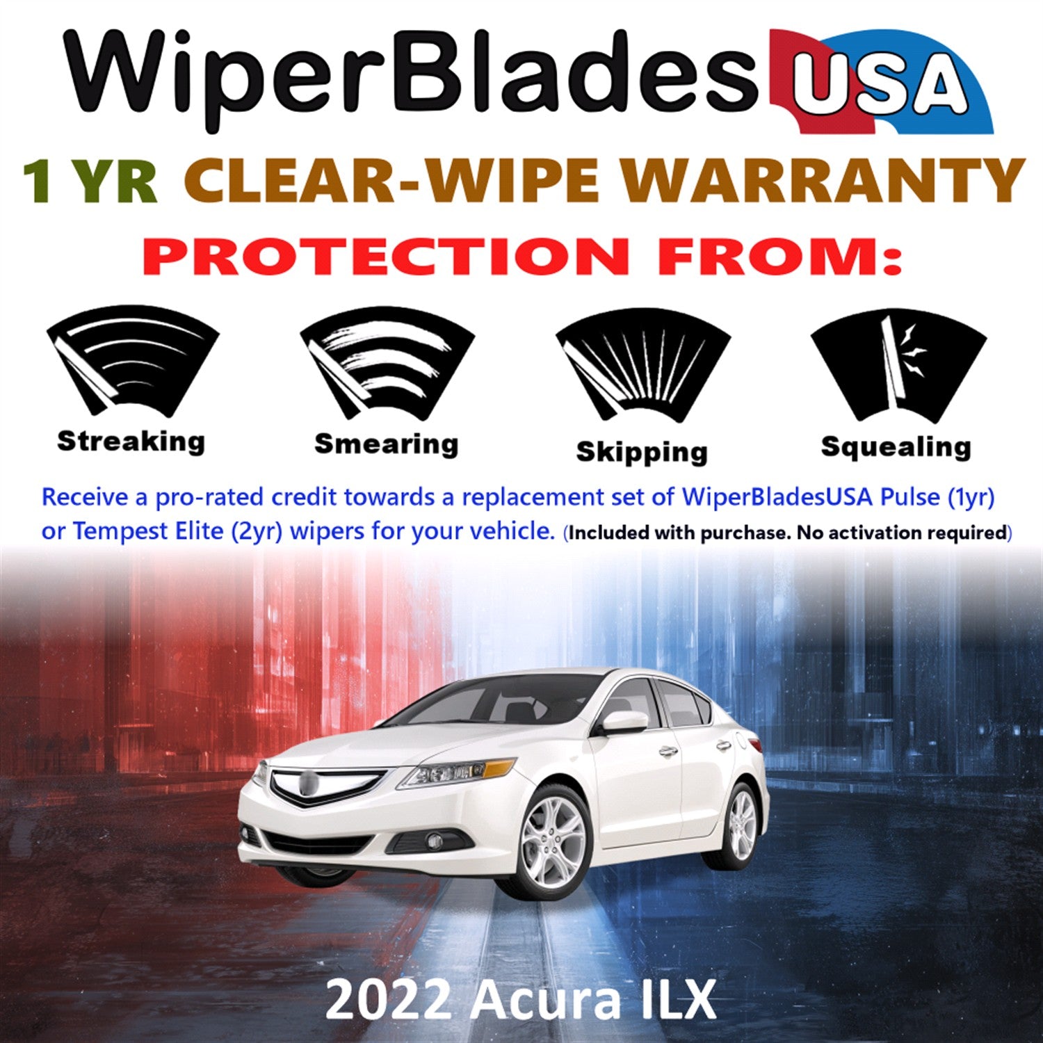 2022 Acura ILX Front Wiper blades Set Includes 1yr Wear Warranty & Free Delivery