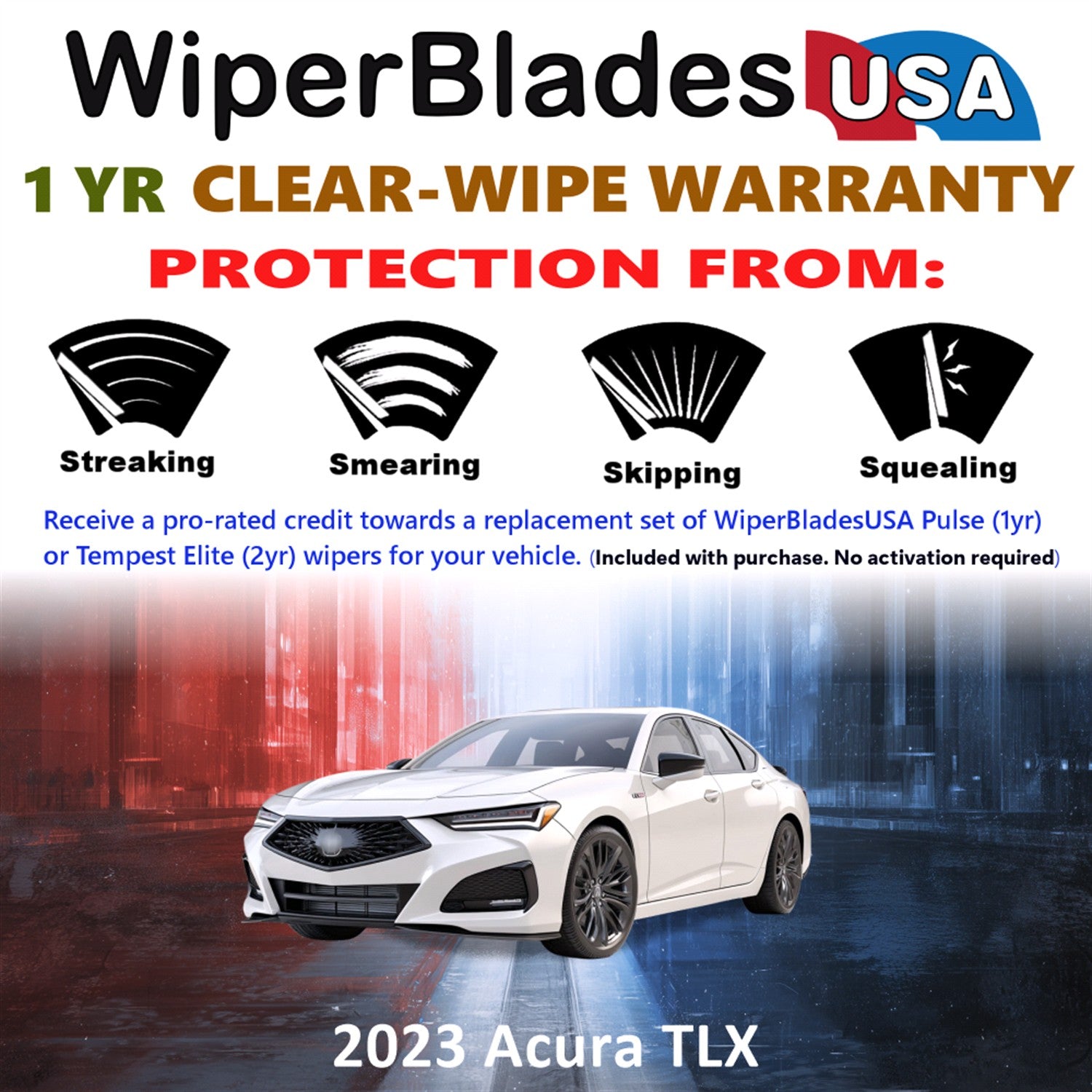 2023 Acura TLX Front Wiper blades Set Includes 1yr Wear Warranty & Free Delivery
