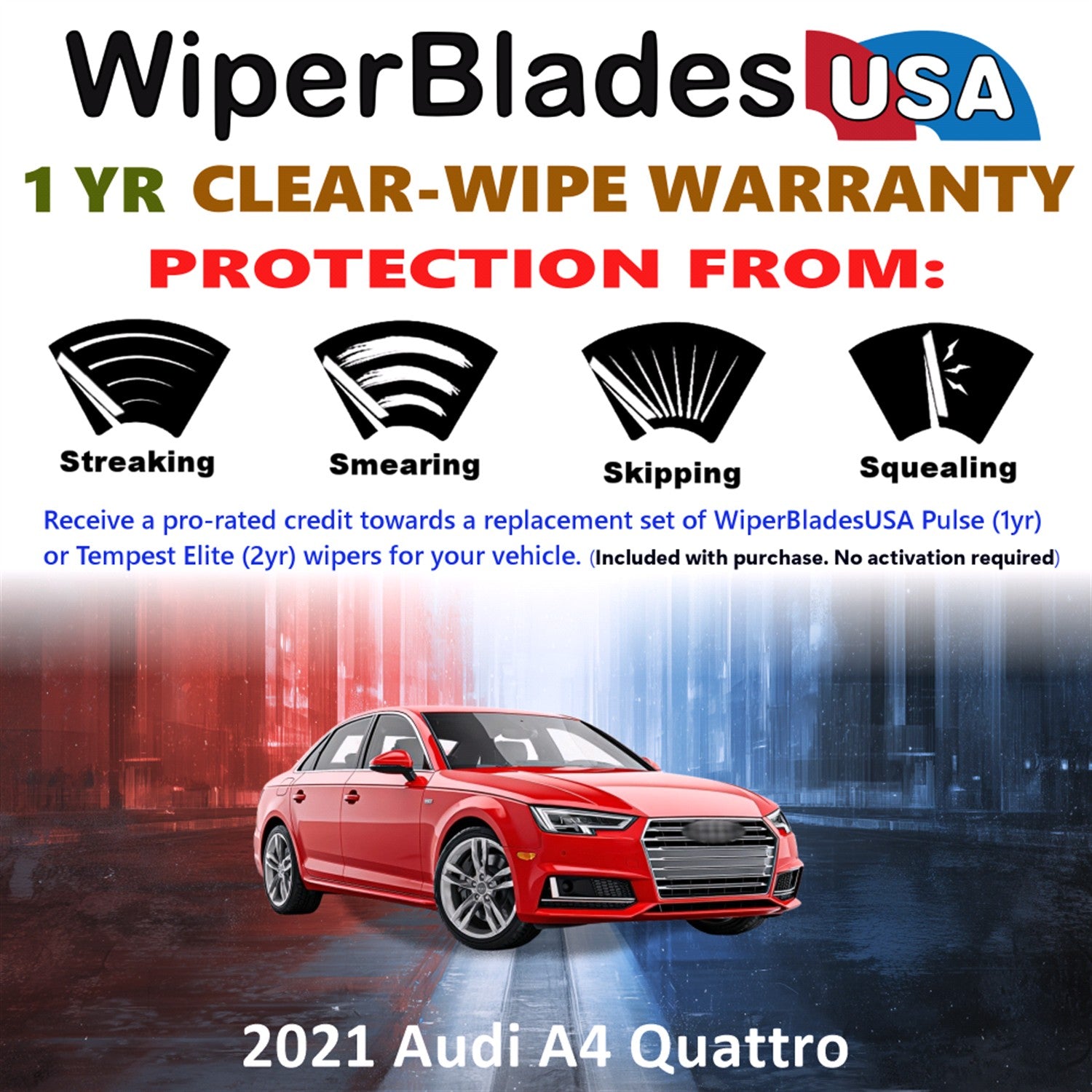2021 Audi A4 Quattro Front Wiper blades Set Includes 1yr Wear Warranty & Free Delivery