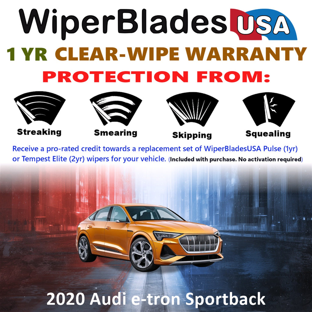 2020 Audi e-tron Sportback Front w/Rear Wiper blades Set Includes 1yr Wear Warranty & Free Delivery