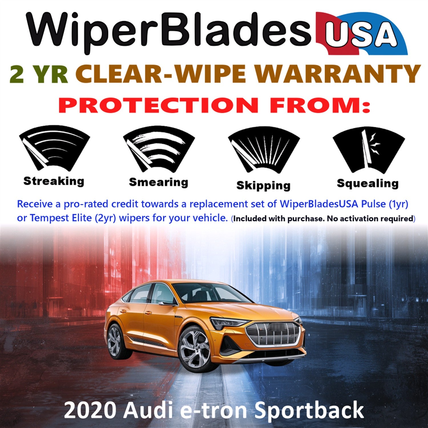 2020 Audi e-tron Sportback Front Wiper blades Set  Includes 2yr Wear Warranty & Free Delivery
