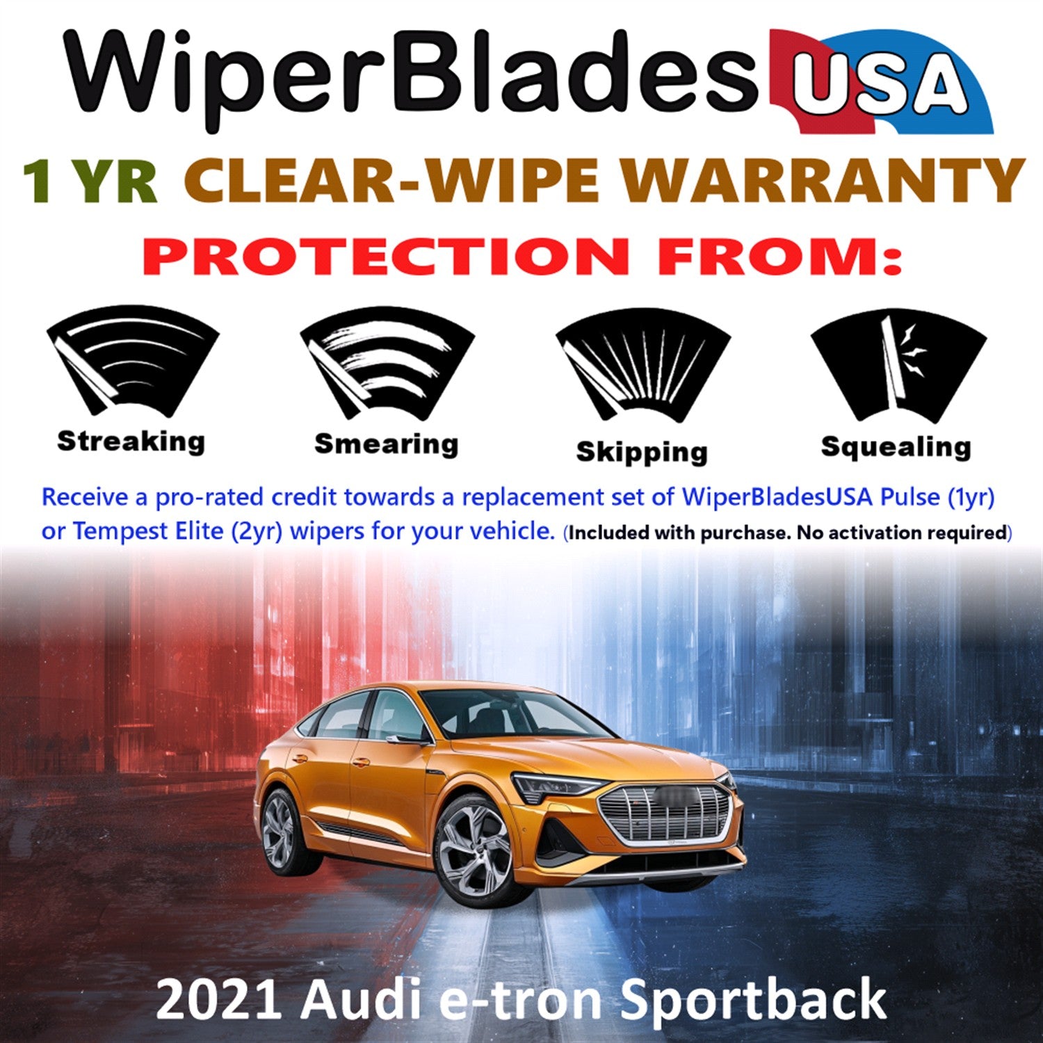 2021 Audi e-tron Sportback Front Wiper blades Set Includes 1yr Wear Warranty & Free Delivery